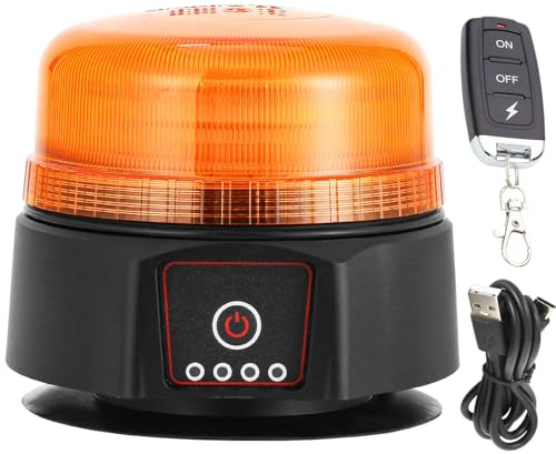 ETUKER LED Rundumleuchte Magnet AKKU Kabellose Blitzleuchte Gelbe 3x Blitzmuster KFZ Frontblitzer Drehlicht inkl Fernbedienung Traktor LKW Wasserdichtigkeit