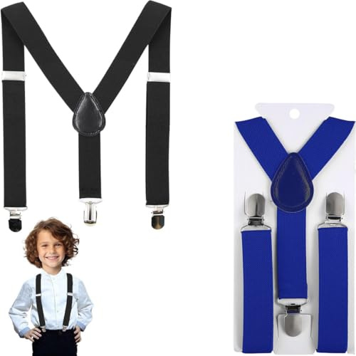 XENQITO 2 Stück Hosenträger Set,Kinder Hosenträger Sets,Y-Form Einstellbar Hosenträger,Verstellbare Hosenträger im Set für Jungen und Mädchen,Hosenträgers Breit Elastisch,Längenverstellbar