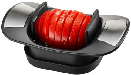 GEFU Scheibenschneider CAPRESE | Tomaten- & Mozzarellaschneider | 8 mm Scheiben, rutschfest, Auffangschale, ergonomisch, spülmaschinengeeignet