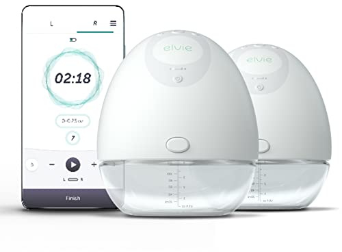 Tragbare elektrische Doppel-Milchpumpe Elvie Pump (inklusive Schalen 21/24 mm) - Leise, freihändig - Einfach zu reinigen und zu transportieren - Steuerung über die App – Kabellos