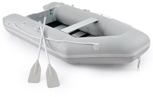 CO-Z Schlauchboot 4 Personen Aufblasbares Boot 300x150x42CM 3M Sportboot mit 2 Paddel und Luftpumpe Grau Paddelboot Ruderboot Schlauchboot Angeln mit Sitzbank Aluboden