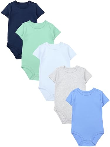 TupTam Baby Body Kurzarm – 5er Set Body Baby aus Baumwolle – Weicher, Atmungsaktiver Kurzarm Body Baby Jungen