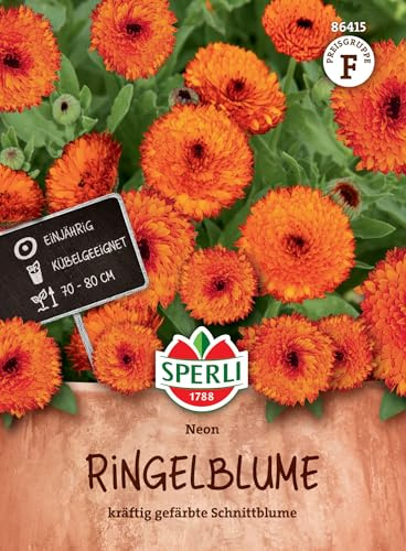 Sperli Ringelblumensamen Neon 86415 - Das perfekte Saatgut für kräftig gefärbte Schnittblumen. Einjährige Ringelblumen mit einer Höhe zwischen 70-80 cm.