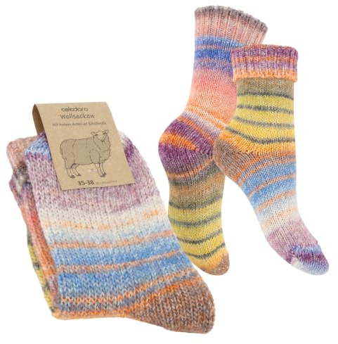Celodoro Damen & Herren Mouline Wollsocken mit Umschlag