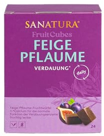 Sanatura Feige Pflaume Früchtewürfel - 24 Stück - für eine normale Verdauung - Feigen, Pflaumen, Tamarinden und Inulin - 240 g