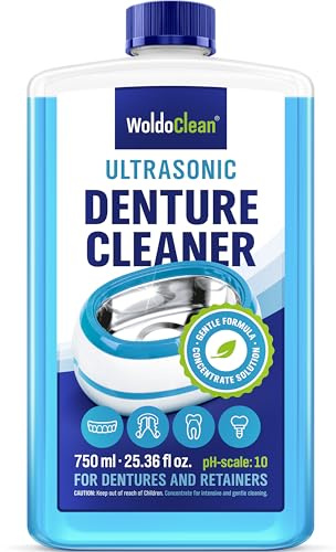 WoldoClean Dentalreiniger Ultraschallreiniger 750ml - Prothesenreiniger Konzentrat für Zahnersatz, Zahnschiene, Aligner & Knirschschiene (Chlorfrei)
