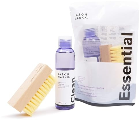 Jason Markk Essential Kit, Schuhreiniger, Pflege für Sportschuhe, 2-Teiliges Set, Tiefenreinigungslösung & Durables Bürste, Ideal für Schuhe, Vollnarbenleder, Gummi und mehr, 4oz
