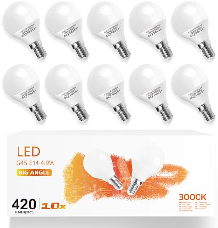 Aigostar E14 LED Birne 5W, Warmweiss 3000K, 420 Lumen, Lampe G45 Leuchtmittel E14, 180 Grad Abstrahlwinkel, Nicht Dimmbar - 10er Set
