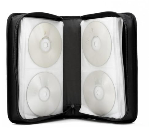 GOODS+GADGETS® CD Tasche für 120 CDs, reißfeste Stoffseiten, DVD Case | Platzsparende DVD Aufbewahrung ohne Einreißen, Stoff-Zwischenseiten, robustes Nylon, schwarzer Disc-Organizer, CD Mappe