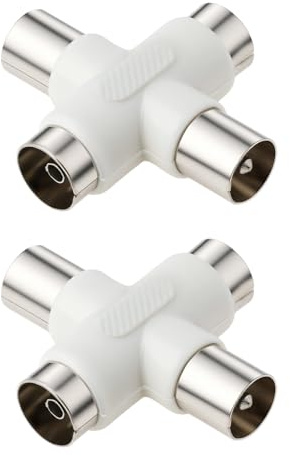 YINETTECH Antennenverteiler Vier-Wege-TV-Empfänger 9,5 mm Stecker auf 9,5 mm Buchse 35 x 39,9 mm Koaxialkabel Verteiler Splitter