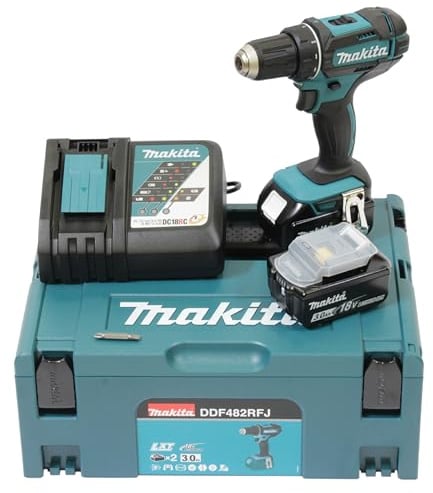 Makita DDF482RFJ Akku-Bohrschrauber 18V / 3,0 Ah, 2 Akkus + Ladegerät im MAKPAC