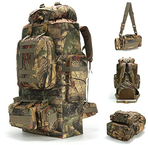 King'sGuard 100L Herren Camping Wandern Rucksack, Mapleaf, L, 100 Liter Camping und Wanderrucksack