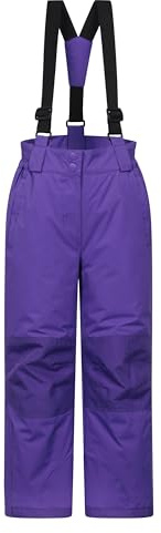Mountain Warehouse Honey Kinder Schneehose - schneesicher, Schneegamaschen, Verstärkte Knie Ski Bekleidung mit Reißverschluss am Knöchel und abnehmbaren Trägern, Winter Violett 9-10 Jahre