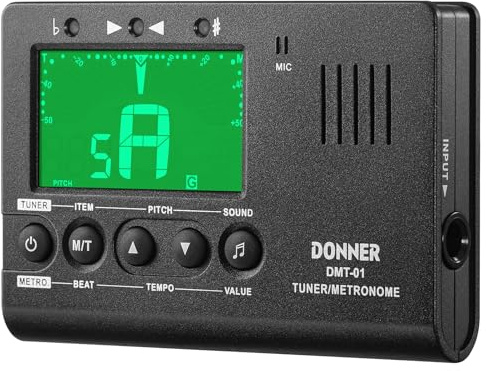 Donner 3 in 1 Metronom Stimmgerät Gitarre Tuner Tongenerator mit LCD Display Elektronisches Clip-on für Gitarre, Ukulele, Bass, Violin, Mandoline, Klavier, Trompete, Chromatischer, (DMT-01)