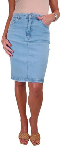 Damen-Stretch-Denim-Jeansrock, Knielanger Bleistiftrock Für Damen 36-48