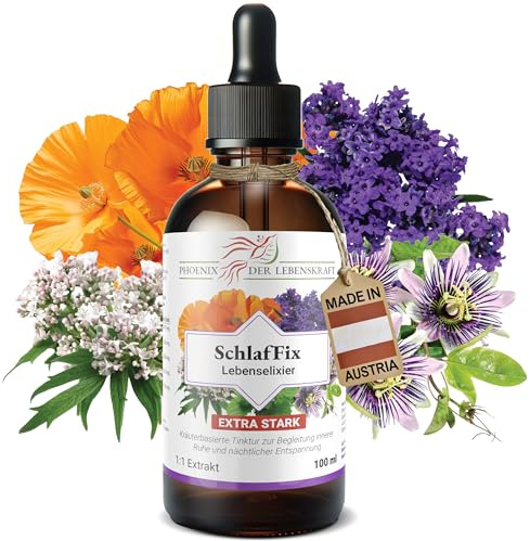SchlafFix Tinktur 100 ml – Unterstützt den Schlaf – 1:1 Extrakt mit Baldrian, Lavendel, Zitronenmelisse, Passionsblume, Kalifornischem Mohn – Schlafqualität & innere Ruhe – vegan