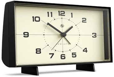 NEWGATE® Wideboy Wecker | Rechteckiges Retro-Design | Schwarz | Mid-Century-zifferblatt | Ideal für nachttisch, Schreibtisch, kaminsims oder Regal | Retro-Schlafzimmer- und bürozubehör