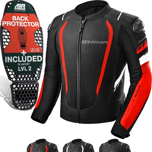 SHIMA MESH PRO 2.0 Motorrad Jacke Herren mit Protektoren AIRFORCE Rückenprotektor Motorradjacke Sommer Schulter Protektor Ellbogen Textiljacke Schutzjacken Protektorenjacke (Männer, Rot, L)