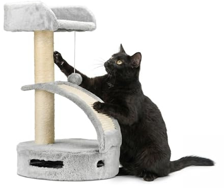 AQPET Panama Kratzbaum 58 cm mit Katzenbaum Baum Spielplatz Kratzbaum für Katzen Farbe Grau