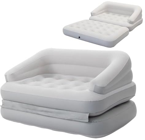 RAPTAVIS aufblasbares Couch-Sofa-Bett, beflockte Luftmatratze mit Armlehne, Doppelgröße