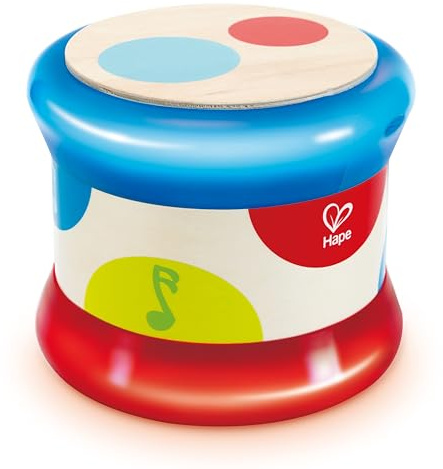 Hape Baby-Trommel - Rollendes Musikspielzeug für Kleinkinder zum Erlernen von Rhythmus und unterschiedlichen Klängen, batteriebetrieben, ab 6 Monaten