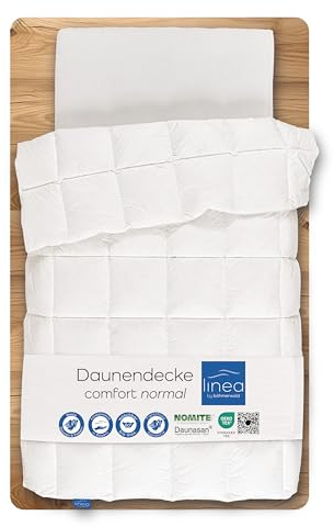 LINEA by böhmerwald - comfort - kuschlige Daunendecke normal, 155x220, 90% neue flauschige Daunen / 10% Federn Klasse 1, Allergiker geeignet, waschbar bis 60 °C, in Deutschland produziert
