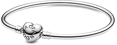 PANDORA Moments Herzverschluss Armreif aus Sterlingsilber aus der PANDORA Moments Kollektion, Größe: 15, 596268-15