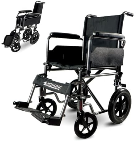 Mobiclinic®, Rollstuhl, Mod. S230, Faltbar und leicht, Sitzfläche 46 cm, Klappbare und abnehmbare Fußstützen, Klappbare und gepolsterte Armlehnen, Kleine Räder, Feststellbremse und Fußbremse