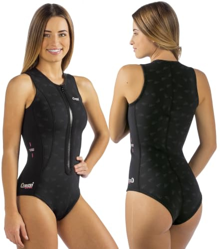 CRESSI Termico Lady Swimsuit 2 mm - Damen Schwimmanzug Langärmeligit oder Ärmellos, aus Stark Dehnbarem 2mm Ultraspan Double Lined Neoprene