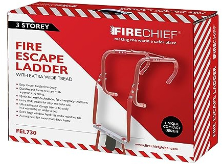 Firechief FEL730 Feuerschutzleiter, 3 Etagen, zusammenklappbar, extra breite Trittflächen