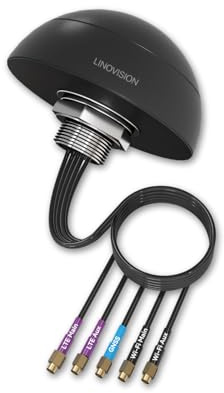 LINOVISION 4G LTE MIMO Combo 5-in-1 Antenne, 2X4G LTE, 1xGNSS, 2XWi-Fi, Outdoor Dach SMA Antenne mit 3m Kabel, funktioniert mit IOT-R32, Inhand IR302, Teltonika RUT241/RUT240/RUT360/RUT956 (PR1KCO28)