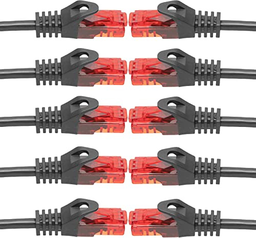 BIGtec LAN Kabel 15m Netzwerkkabel schwarz - 10 Stück - Gigabit Ethernet Kabel RJ45 Stecker Patchkabel für Patchpanel Netzwerk Switch Gaming kompatibel Playstation 5 PS5 XBOX Nintendo Switch 2-Station