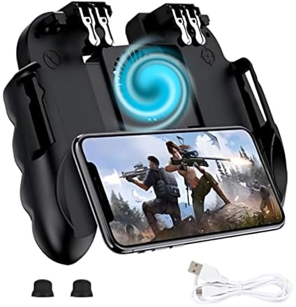 Risegun Mobile Game Controller, Wärmeableitung Gamepad Handy Gaming Controller mit Lüfter Handheld Smartphone Gamepad, Schwarz
