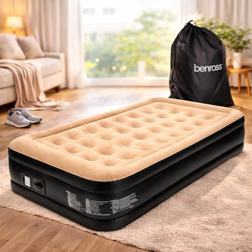 Avenli Benross 88080 Luftmatratze mit eingebauter Pumpe, schnell und einfach aufzublasen, Vinyl, beige/schwarz
