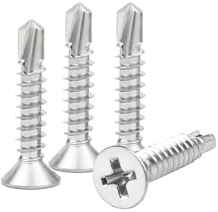 ComPDCVD Selbstbohrende Schrauben mit Senkkopf, 4,2 x 25 mm, 410 Edelstahl, für Dachfenster, 100 Stück