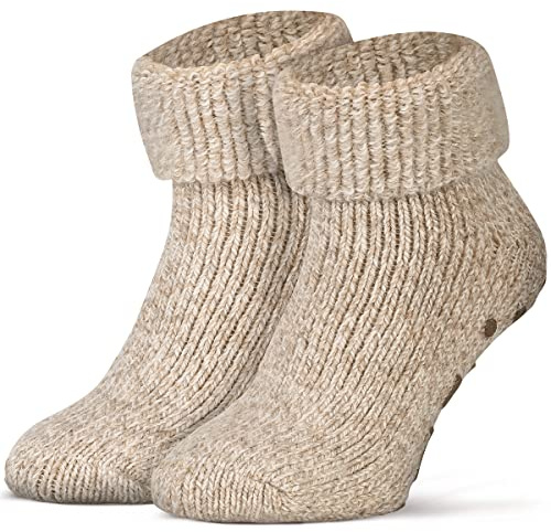 Piarini ABS Stoppersocken - 1 Paar - Wollsocken - Wintersocken - Norwegersocken mit Innenfrottee - Damen Herren