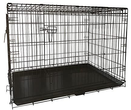 Hundekäfig 107 x 68 x 74 cm faltbar mit 2 Türen Transportkäfig Auto Hundebox mit Bodenschale Transportbox Drahtkäfig Hundetransportkäfig Größe (XL-42 Zoll)