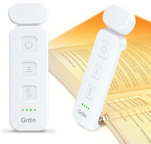 Gritin Leselampe Buch Klemme, Wiederaufladbare Buchlampe mit 7 LEDs, 3 Farbtemperatur & Stufenlos Dimmbare Klemmleuchte mit Extra 5 Helligkeitsstufen Modi, Lange Laufzeit Leselicht -Weiß