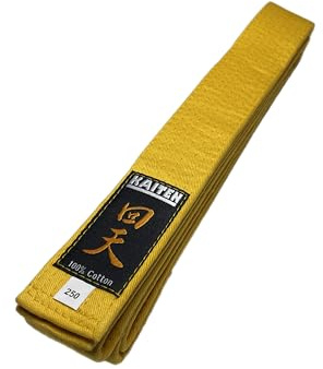 KAITEN Karate Gürtel gelb (Baumwolle) - 4 cm Breite, Länge 230 bis 350 cm - Gelbgurt Farbgurt Karategurt