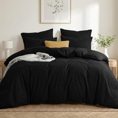 RUIKASI Bettwäsche 220x240 3teilig Schwarz - Polyester Mikrofaser Bettwäsche-Sets Oeko-TEX, Bettbezüge 220 x 240cm + 2 Kissenbezüge 80x80cm mit Reißverschluss, Weich und Bügelfrei