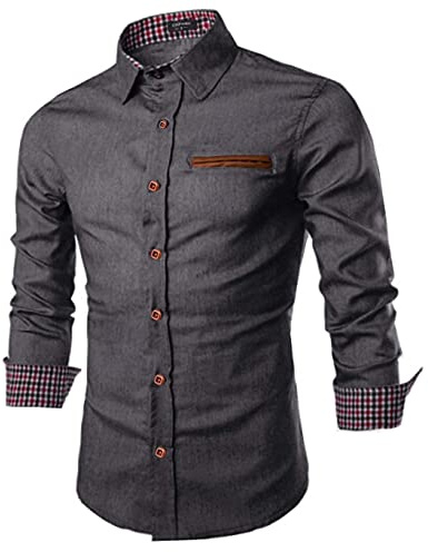 COOFANDY Herren Hemd Langarm Jeanshemd Vintage Denim Shirt | Kent-Kragen Langarmhemd Cowboy-Style Freizeit Hemden Männer Business Casual