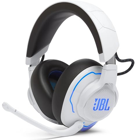 JBL Quantum 910P, Over-Ear Gaming Kopfhörer, Weiß | Für die Playstation und weitere Konsolen, Mit Head-Tracking-Funktion, Noise-Cancelling und 39 Stunden Akkulaufzeit