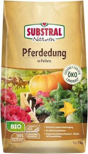 Substral Naturen Bio Pferdedung, 7kg für bis zu 70 m² - natürlicher Bodenverbesserer und Dünger, 3 Monate Langzeitwirkung