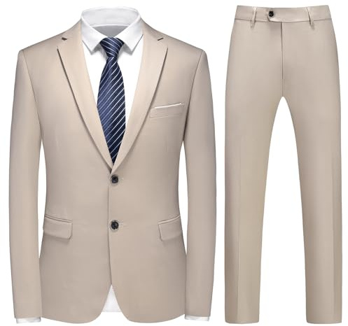 KUDMOL Herren Slim Fit Anzug 2 Stücke - Business Hochzeit Formal Dinner Zwei Knöpfe Smoking für Männer - Klassischer Blazer Weste Hose Set
