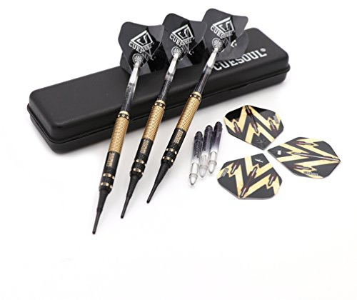 CUESOUL 16g weiche Spitze Darts Set dauerhaft 6 Wellen 3 Flüge 3 Fässer + schlanker Fall für elektronisches Dartboard