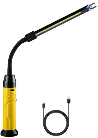 Napatyre LED Arbeitsleuchte Werkstattlampe, 1000LM Taschenlampe mit Magneten, 360° Flexibler Schwanenhals, Handlampe Inspektionslampe für Auto Reparatur Werkstatt Camping Notfall