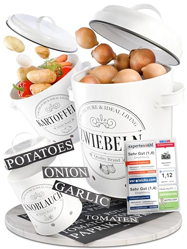 IDEALTASTIC® Premium Kartoffel Aufbewahrungsbox [3 Stück] I Vielseitiges Kartoffeltopf Set mit 360° Belüftungssystem für mehr Frische