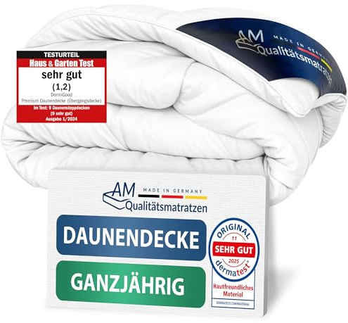 DormiGood Daunendecke 135x200 Ganzjahres - Made in Germany - 100% Extraweiche Daunen - Atmungsaktive Ganzjahresdecke 135x200 - Oeko-TEX zertifizierte Federbettdecke 135x200cm - Bettdecke