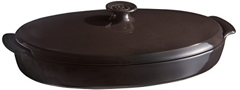 Emile Henry Fischdampfer, Oval, 41x24x10.5 cm, 2.2 Liter, Keramik, Charcoal