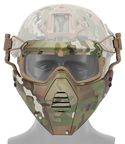 OAREA Fast Helm Schutzbrille Brille mit Abnehmbarer Gesichtsmaske Passend für Airsoft Paintball Halloween Party